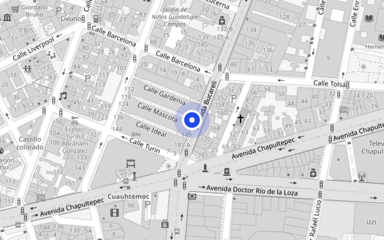 Mapa de la oficina de Mateos Consultores en Av. Bucareli 171, Col. Juárez, Ciudad de México
